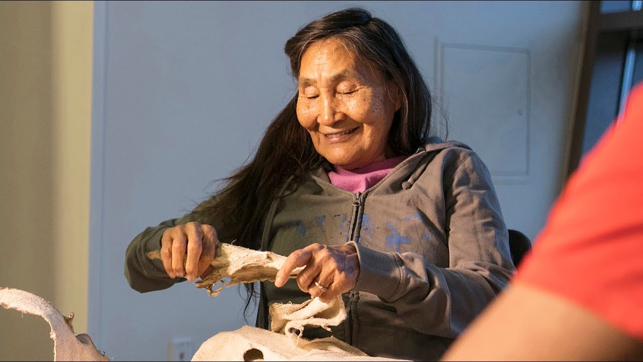Athabascan Moosehide Tanning & Sewing (2 of 23): Talking with Dena’ina Elder Helen Dick