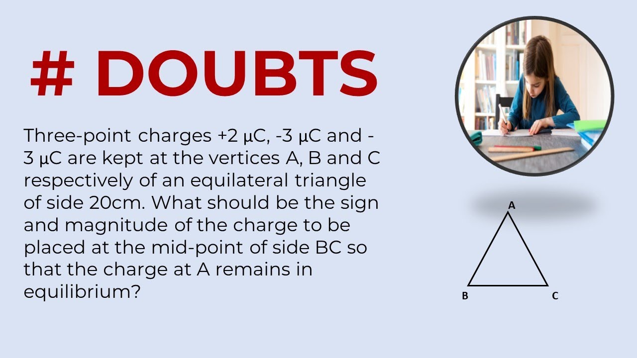Three-point charges +2 µC, -3 µC and -3 µC are kept at the vertices A, B and C respectively of an