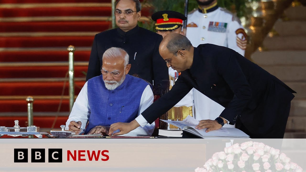 Narendra Modi sworn in as India&rsquo;s prime minister for third term | BBC News