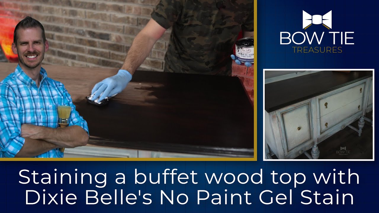 Staining newly sanded buffet wood top with Dixie Belle's No Paint Gel Stain
