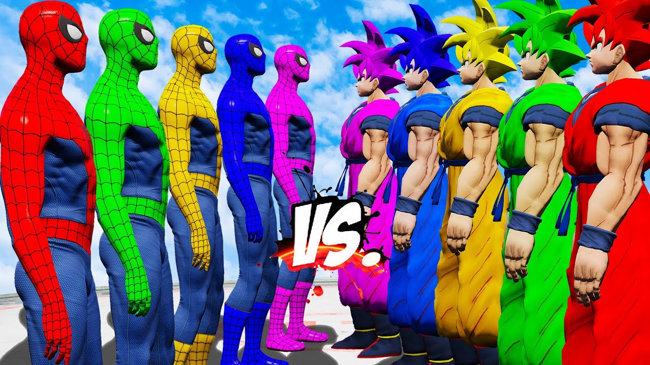 TEAM SPIDER-MAN COLOR vs TEAM GOKU COLOR - EPIC SUPERHEROES WAR
