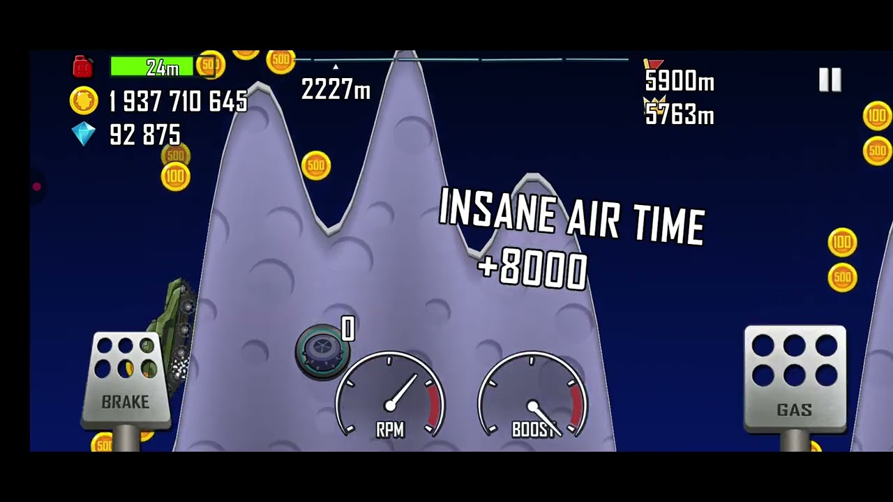 Hill Climb Racing: Tank + Moon 6843m
