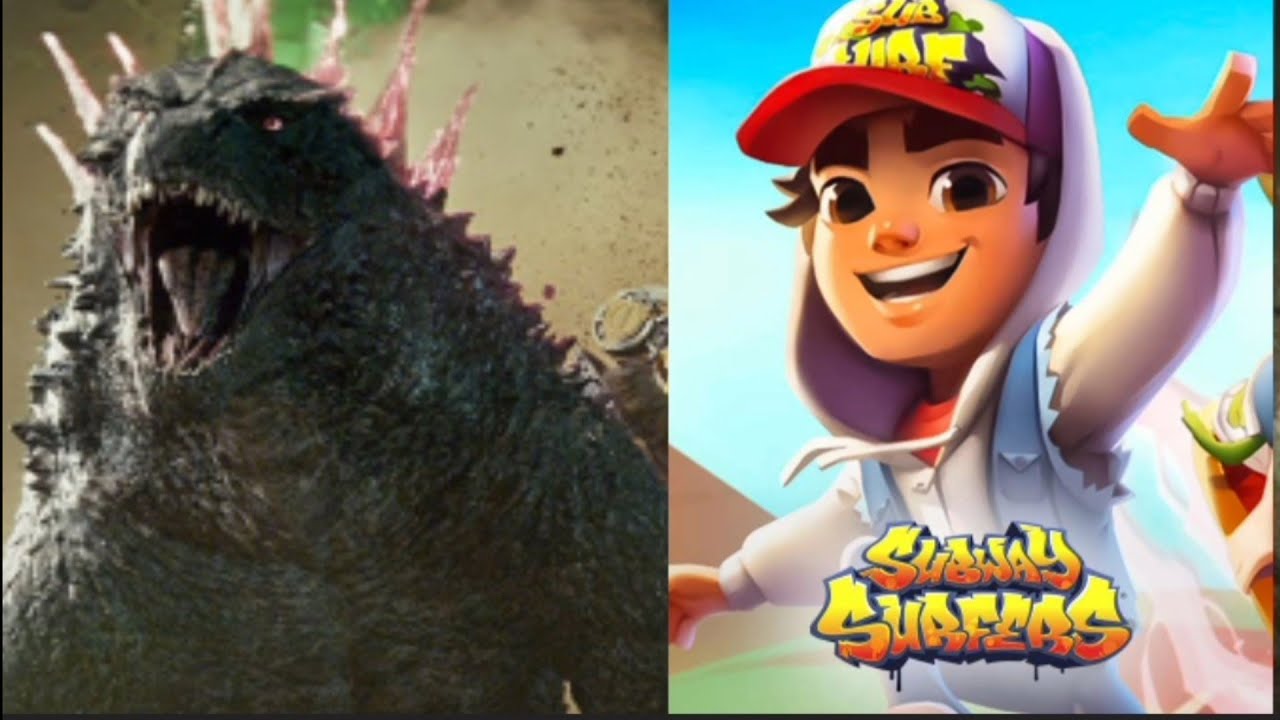 Godzilla and King Kong run to music Subway Surfers