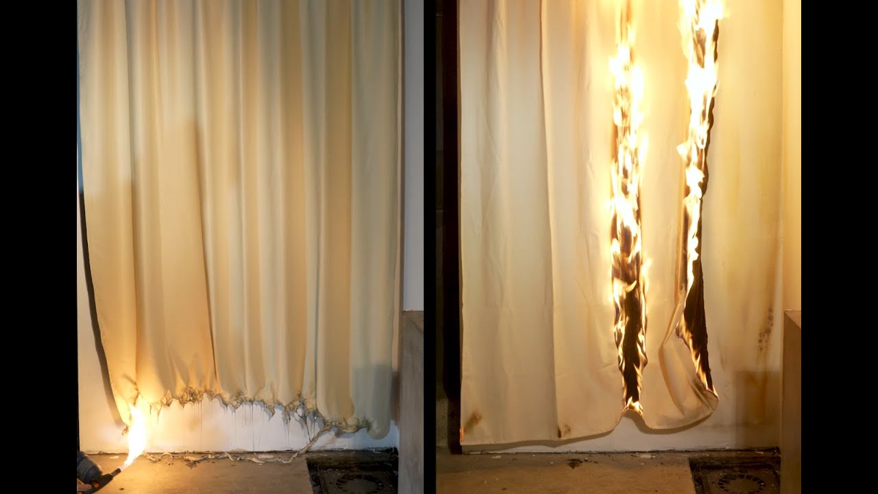 Test de r&eacute;sistance au feu : tissu non-feu M1 VS tissu traditionnel
