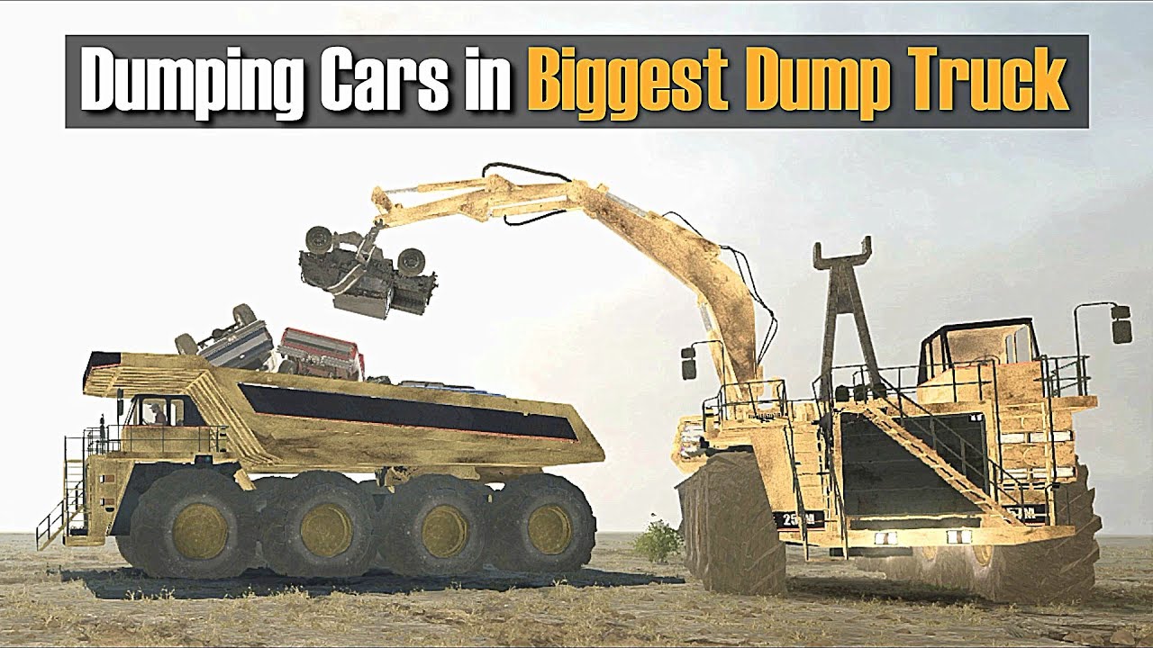 Spintires Mudrunner Dumping Cars in Biggest Dump Truck 8x8