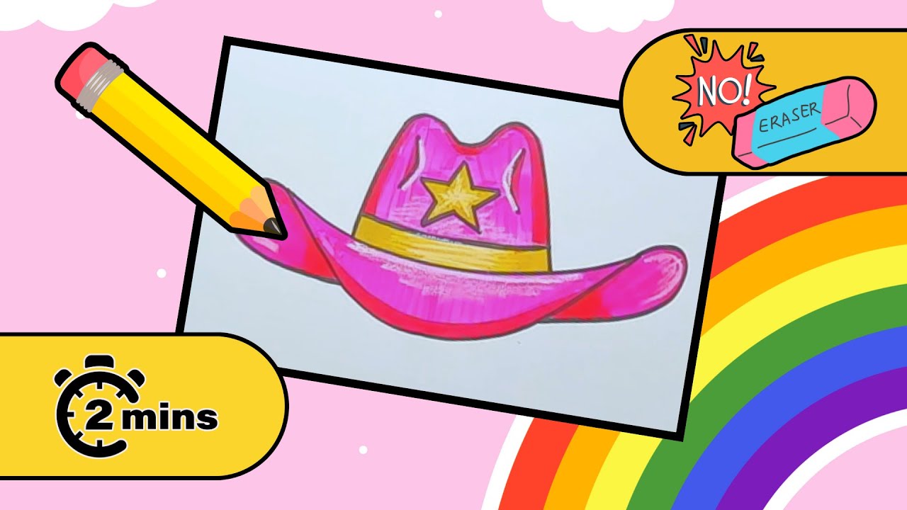 Draw a Cowboy Hat with NO ERASER in less than 2 Minutes! ✏️🤠✏️