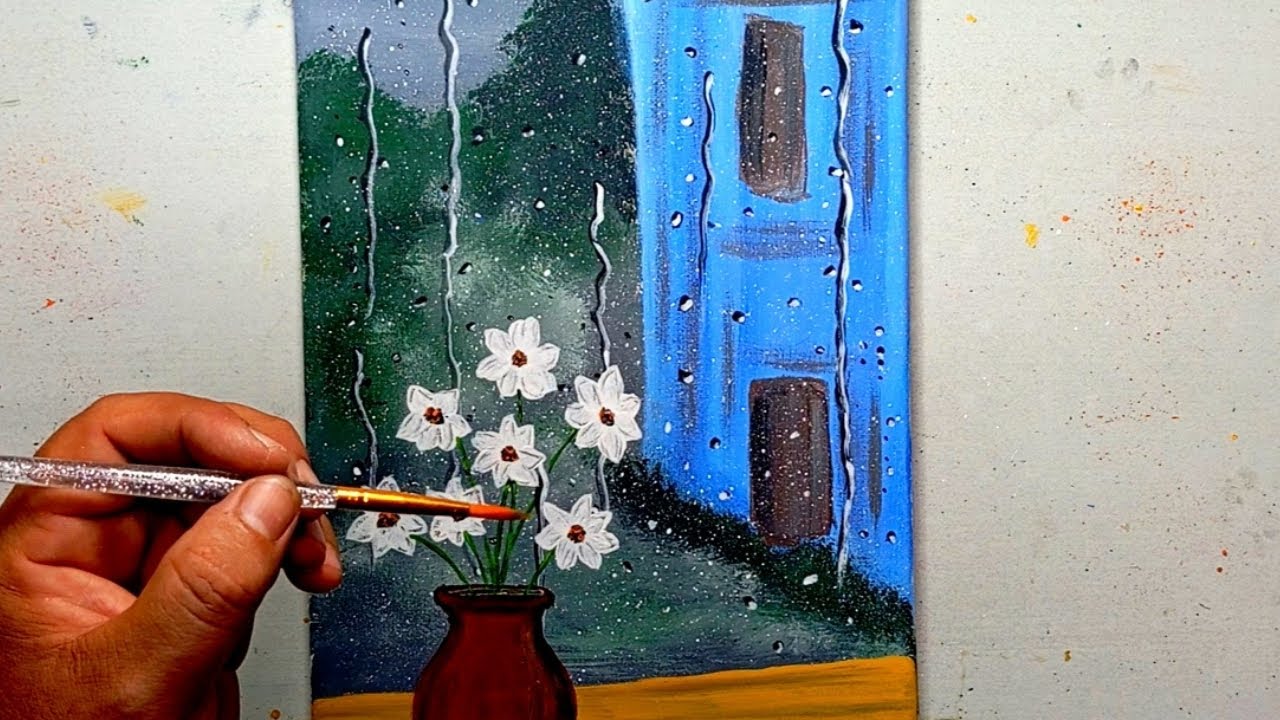 Un Día Lluvioso Visto Desde la Ventana ☔ | Pintura Acrílica para Principiantes