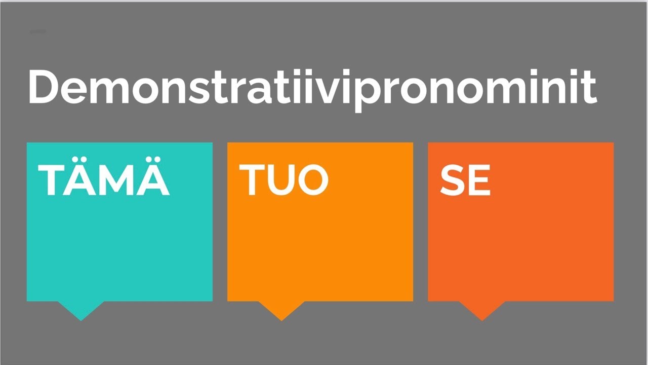 DEMONSTRATIIVIPRONOMINIT T&Auml;M&Auml;, TUO, SE