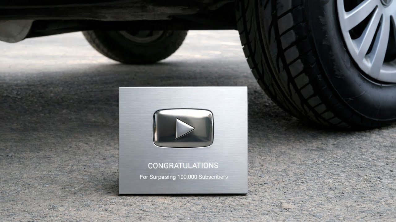 YouTube play button under the car |car wheel experiment 