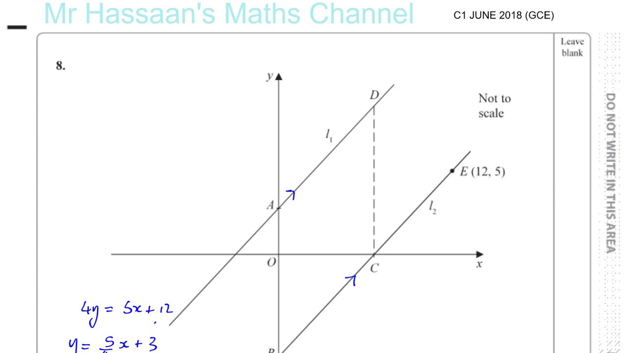 EDEXCEL GCE C1 JUN 2018 Q8  Straight Line Graphs