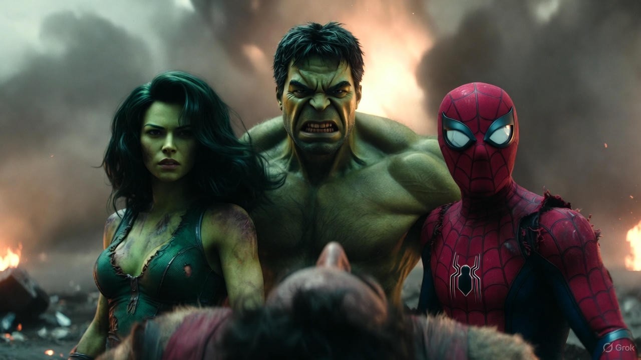 Hulk, She-Hulk & Spider-Man vs Giant White Tiger Man | The Most Intense AI Battle Ever!