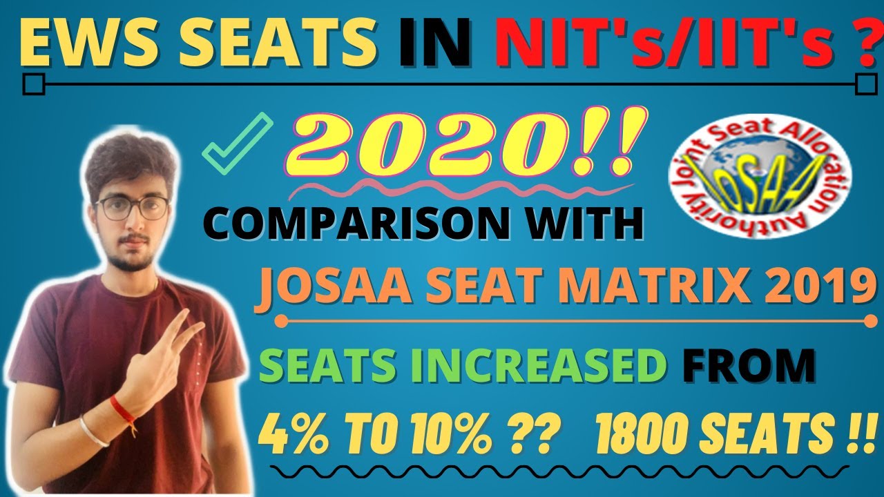 EWS SEATS IN NIT's/IIT's 2020 ??| SEATS INCREASED FROM 4% TO 10% ?? JOSAA SEAT MATRIX 2019 !!!
