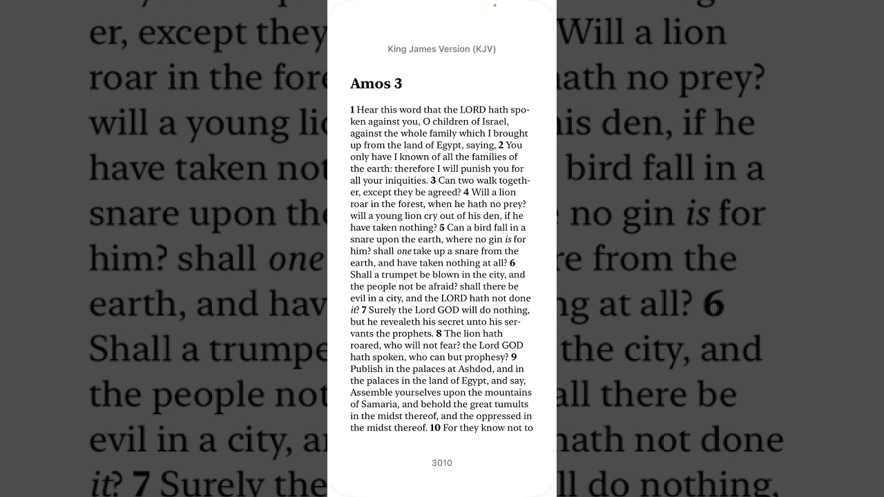 Bible Amos 3 (KJV) | “Can Two Walk Together?” | Judgment Against Israel | King James Version