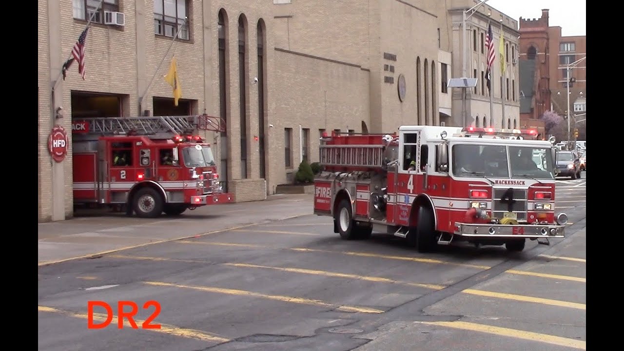 Hackensack Fire Department Rescue 1 Engine 4 SPARE Ladder 2 And Deputy Responding 3-28-16