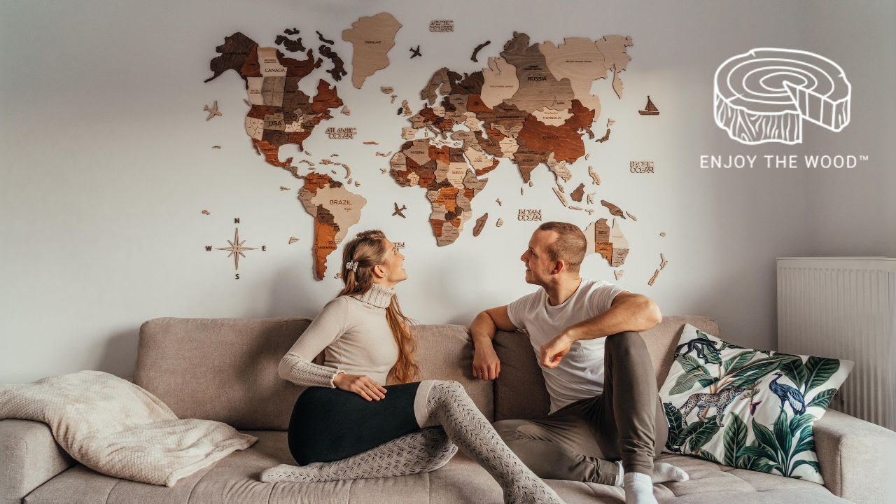 ENJOY THE WOOD WORLD MAP - Home interior statement piece for every travel enthusiast
