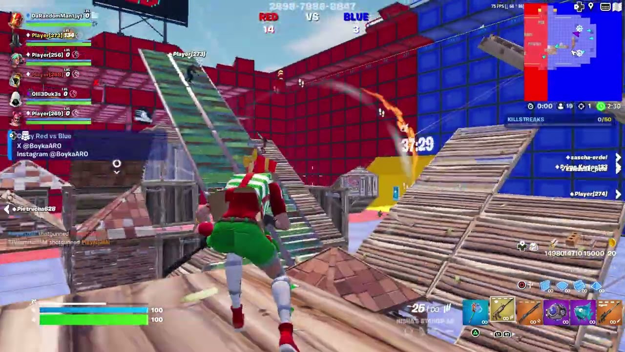 5 KILLS CRAZYY RED VS BLUE FORTNITE CREATIVE GAMEPLAY