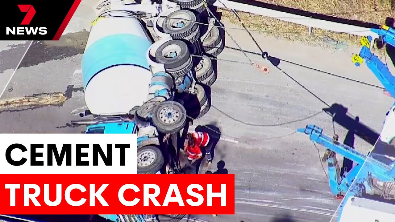 Cement truck crash causes delays on M4 motorway | 7NEWS
