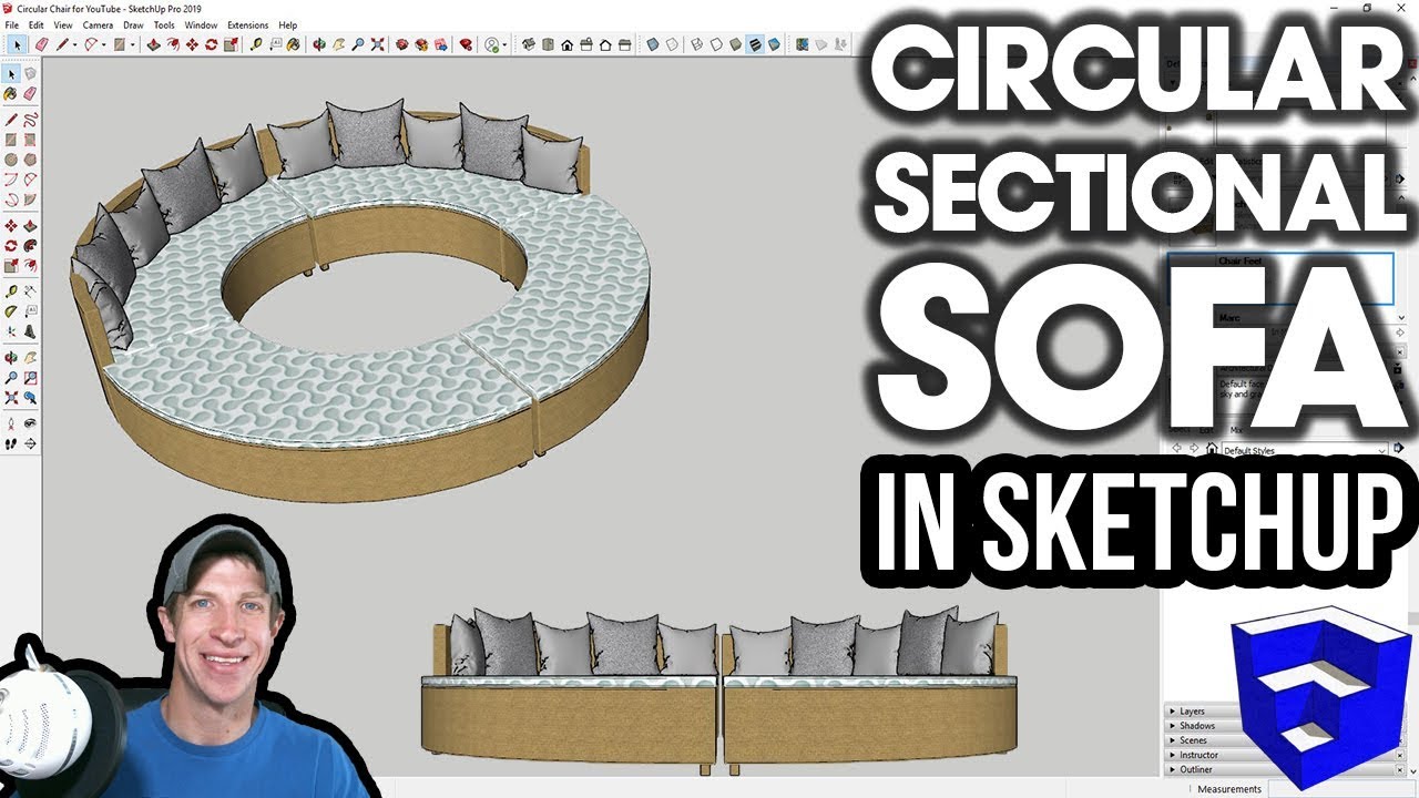 Modeling a CIRCULAR SECTIONAL SOFA in SketchUp