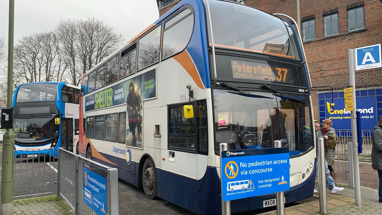 Stagecoach South E400 Dennis Trident 2 19355 (MX08 UDG) to Waterlooville Precinct on Route 37
