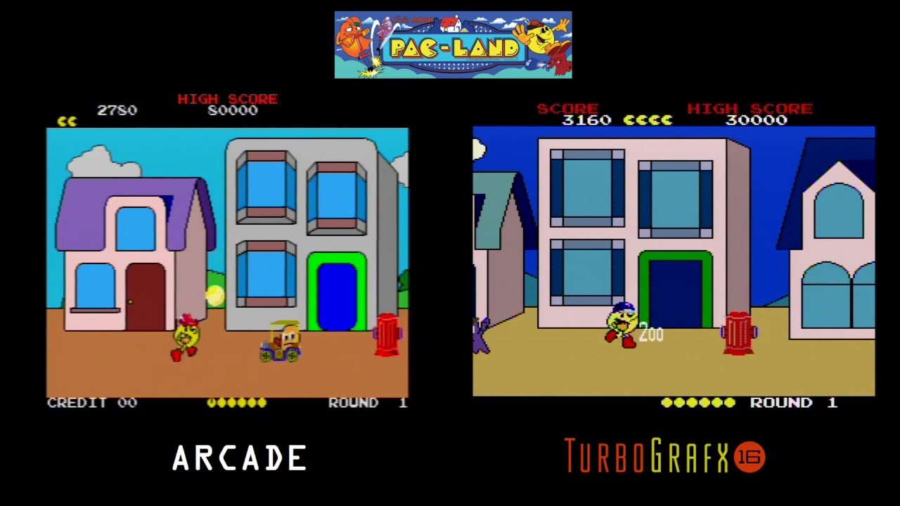 Pac-Land Comparison - Arcade vs. TurboGrafx
