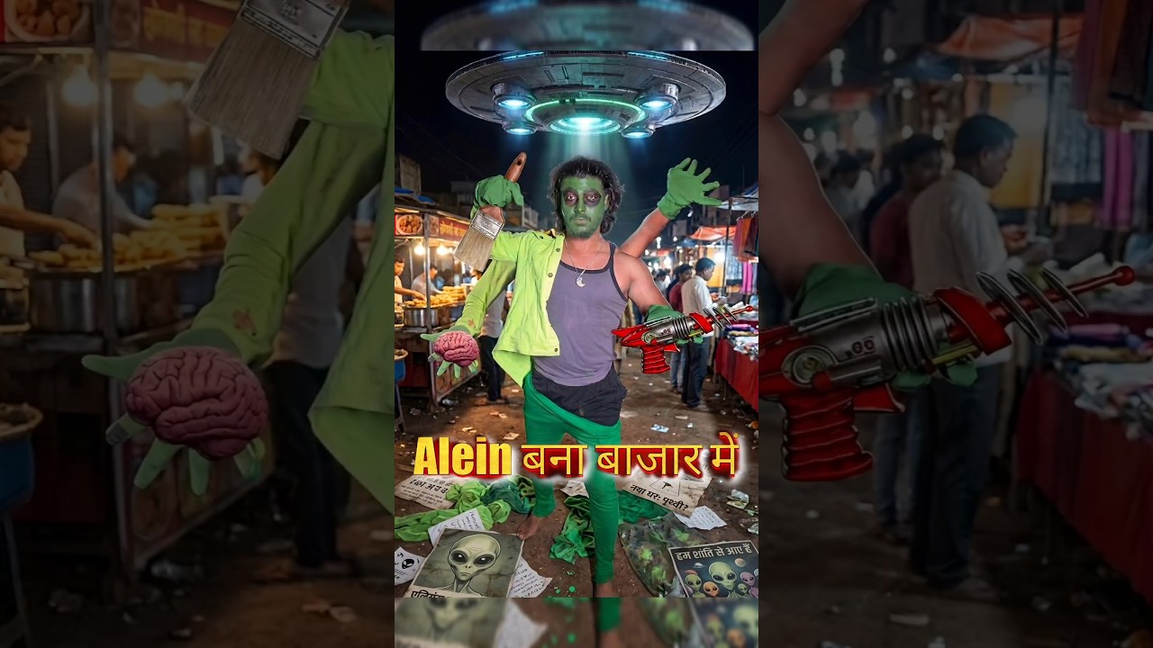 Alien👽बना बाजार में भागते हुए ‼️#alien #market #police #shorts #funny