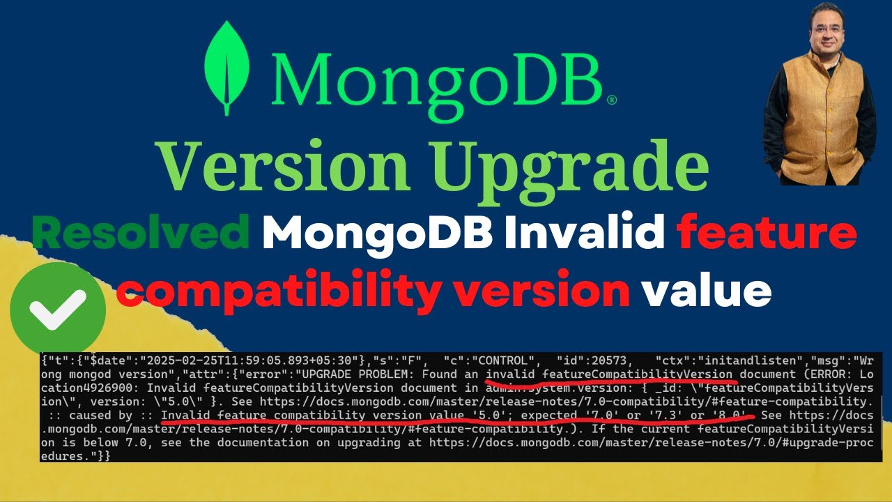 Обновление версии MongoDB с 5.0 до 8.0 | Исправлена ​​проблема с недопустимым значением версии со...