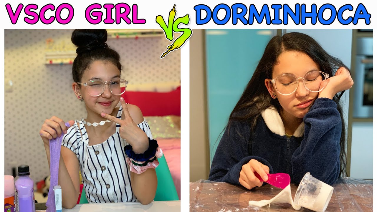 TIPOS DE CRIAN&Ccedil;AS FAZENDO SLIME #13 VSCO GIRL VS DORMINHOCA | Luluca