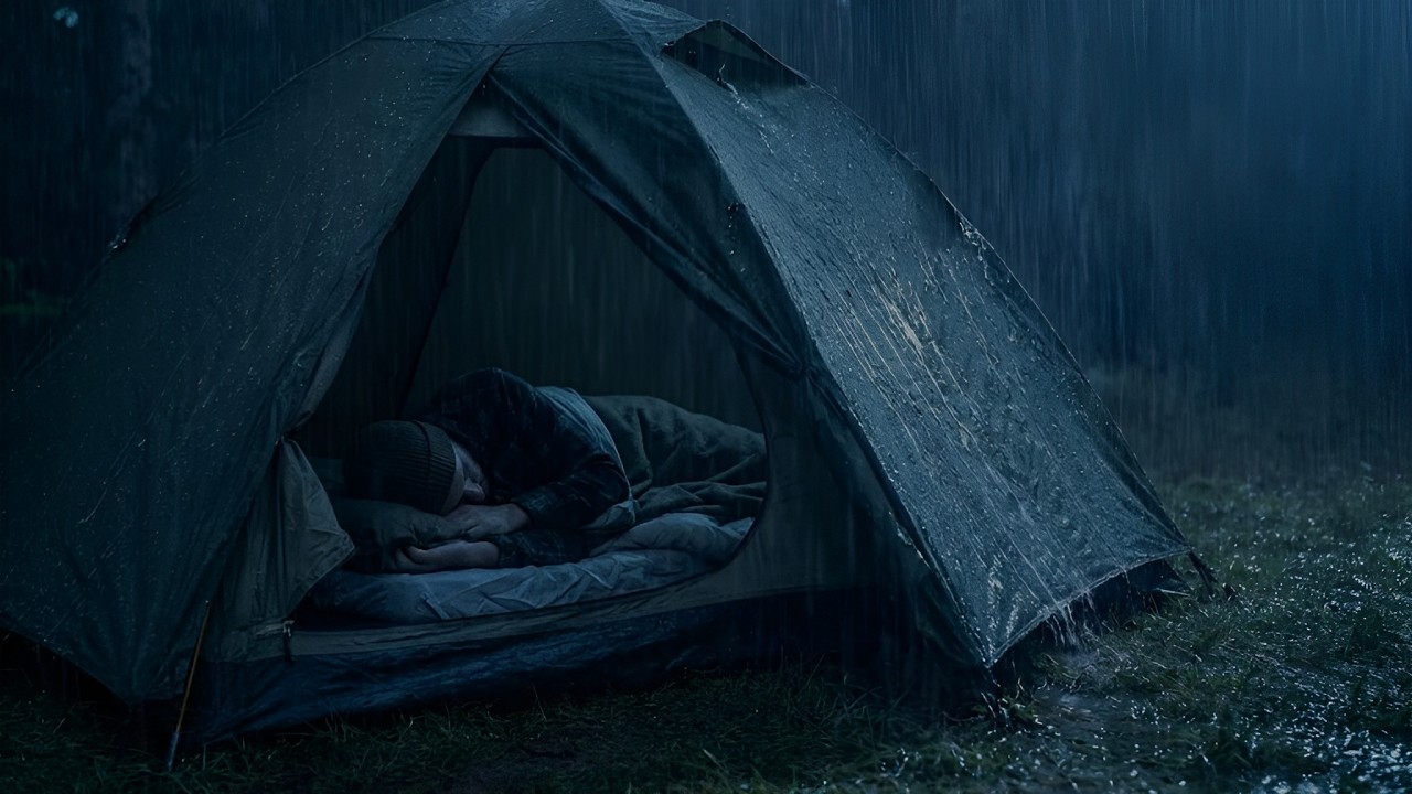 Rain on Tent in Dark Forest 🌧️ Peaceful Camping Ambience for Sleep