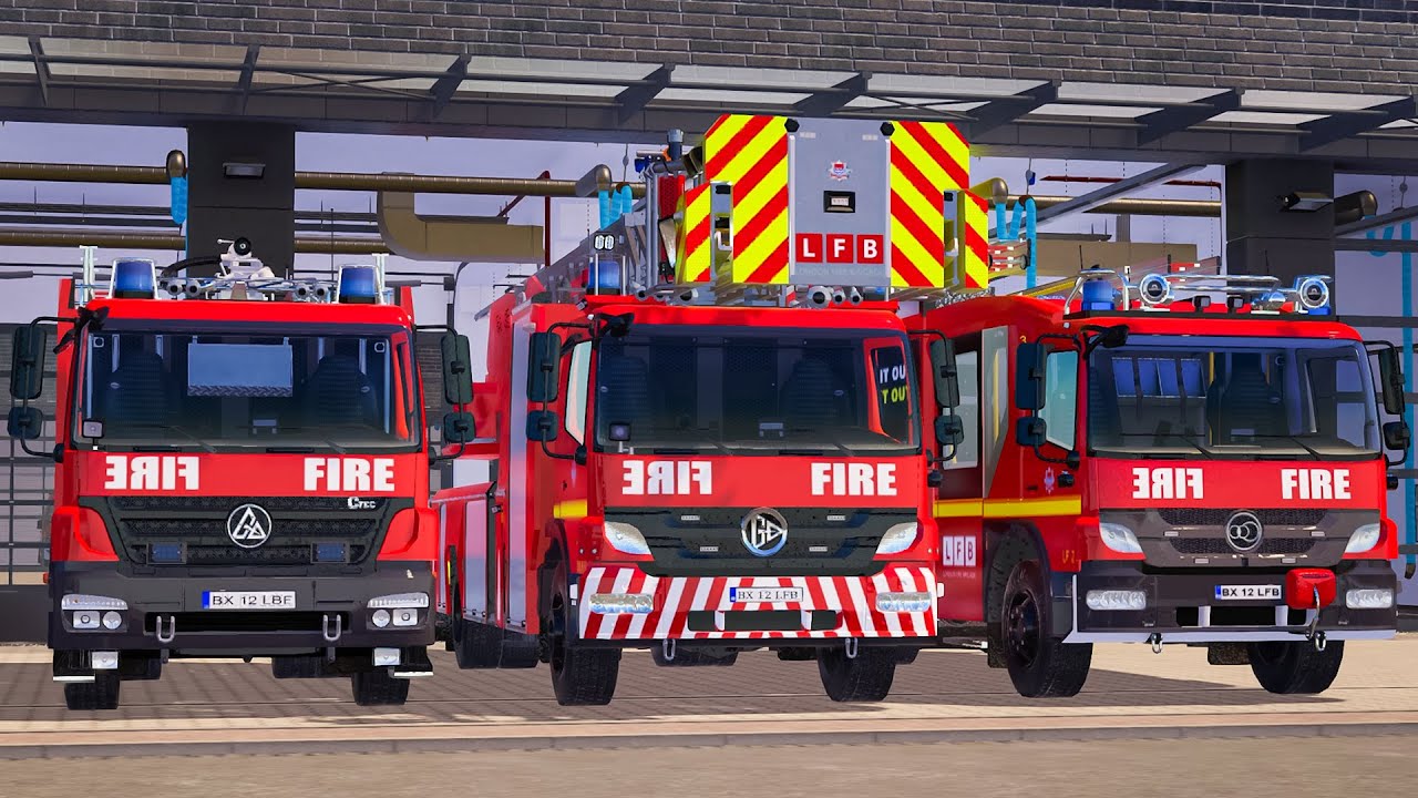 Emergency Call 112 - UK Fire Brigade Truck and Firefighters Responders on Duty! 4K