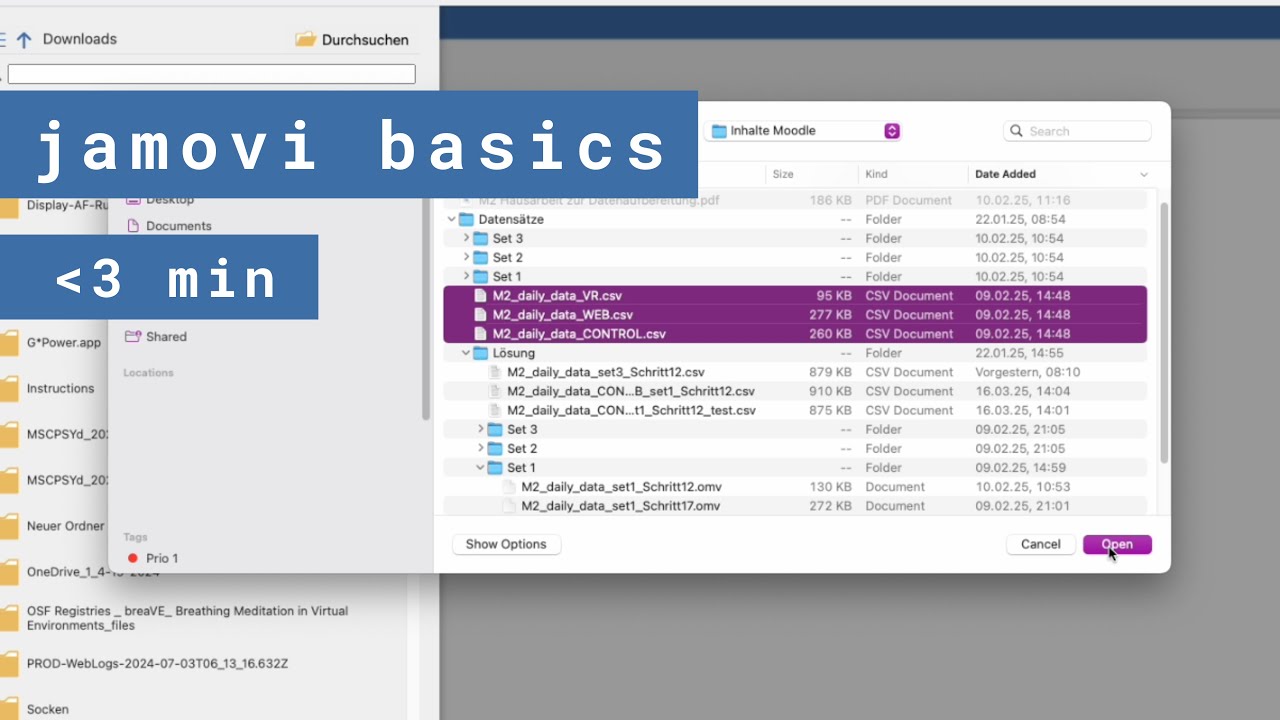 jamovi mehrere Datensätze einlesen | .csv Datein öffnen | Datenaufbereitung und Datenanalyse