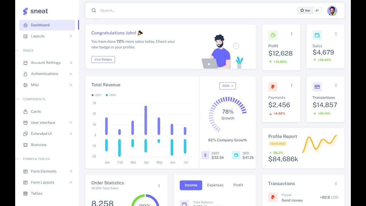 Sneat &ndash; Free Responsive Bootstrap 5 HTML5 Admin Template Download