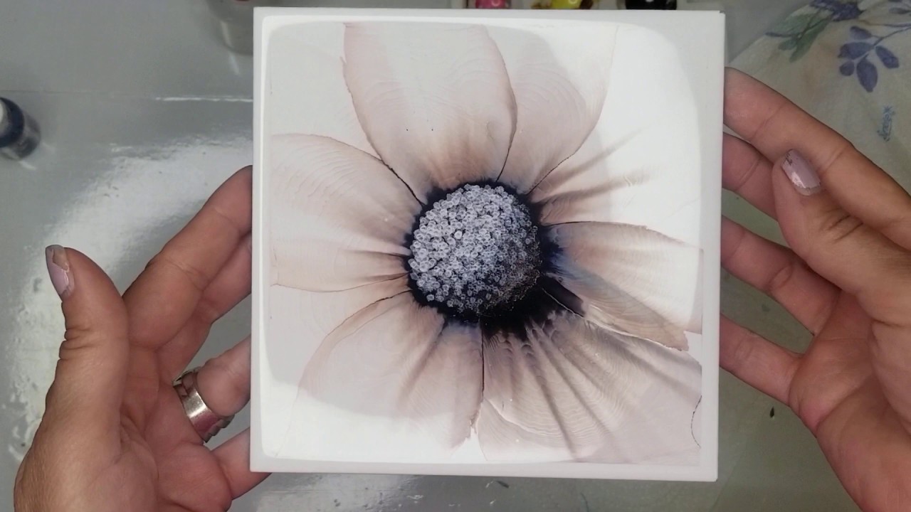 #94 Tutorial - Beautiful flower on tile using 1 color and Snow Cap for center
