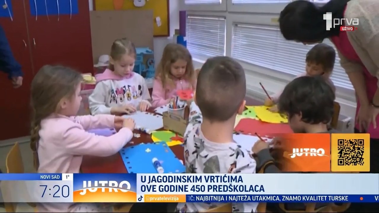 Jutarnje uključenje za TV PRVA - U jagodinskim vrtićima ove godine 450 predškolaca