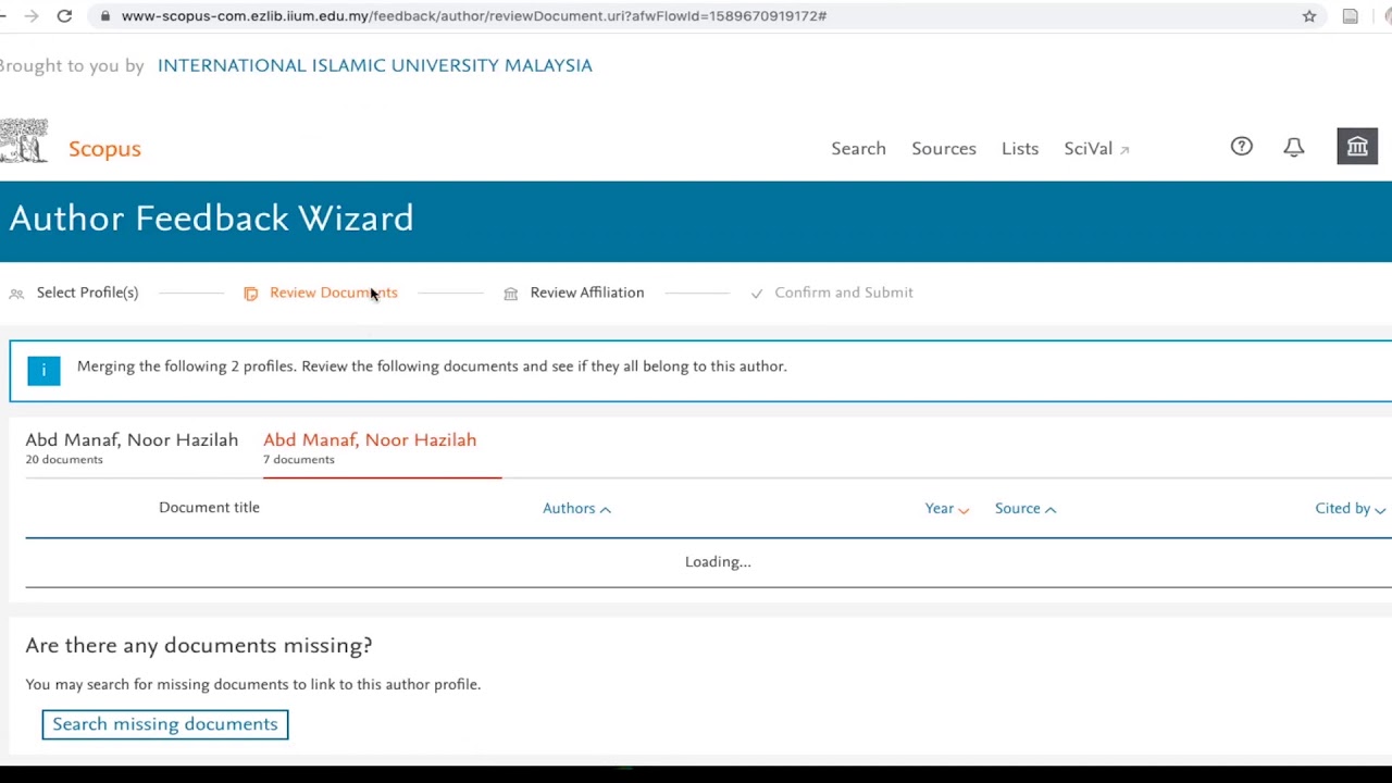 Merging Author Profiles in Scopus
