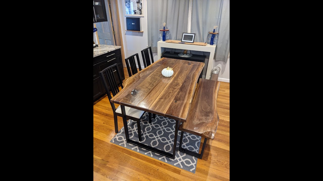 Live Edge Walnut Dining Table & Bench