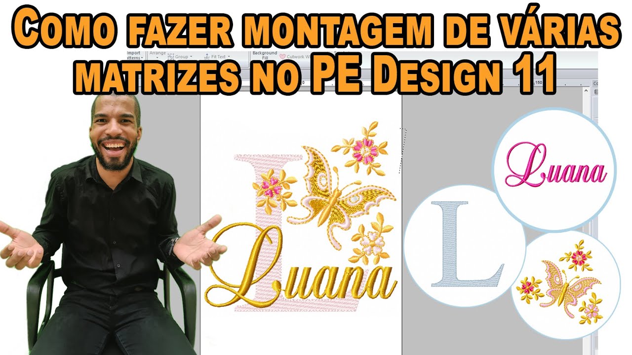 Montagem de matriz de bordado no PE Design