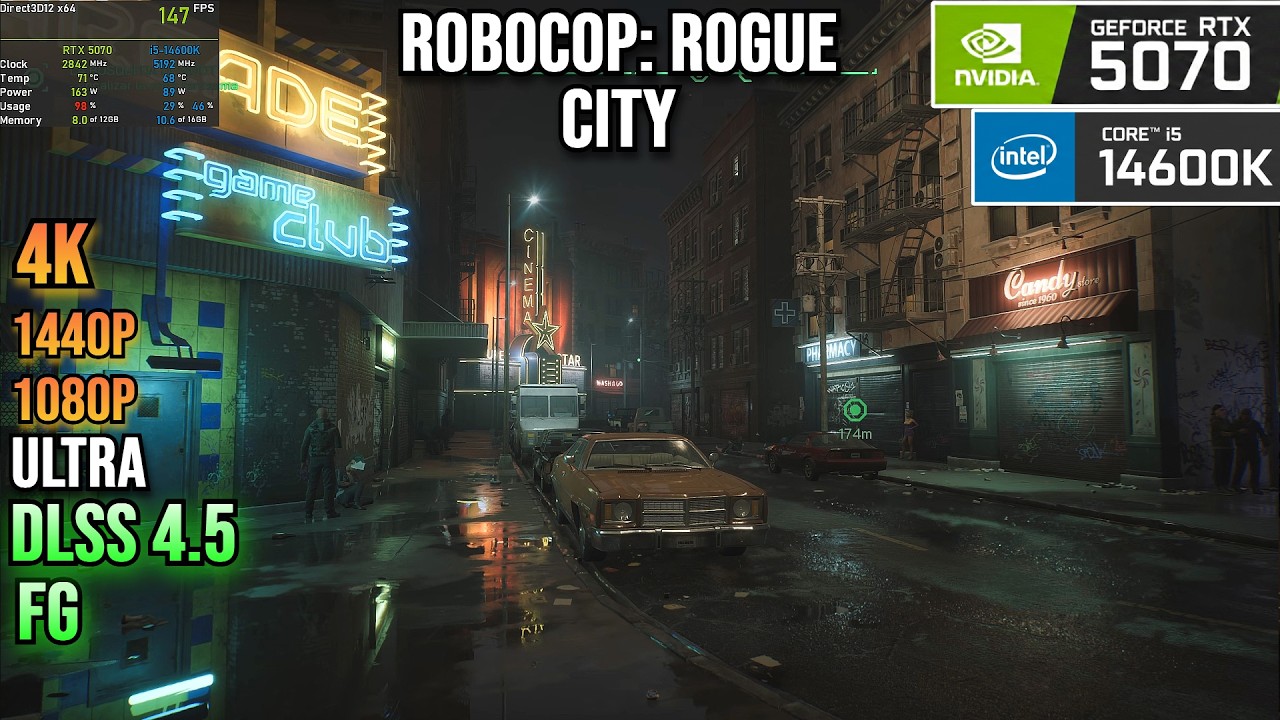 Robocop:Rogue City - RTX 5070 - 4K,1440p,1080p,Ultra,FG,DLSS 4.5,i5 14600k