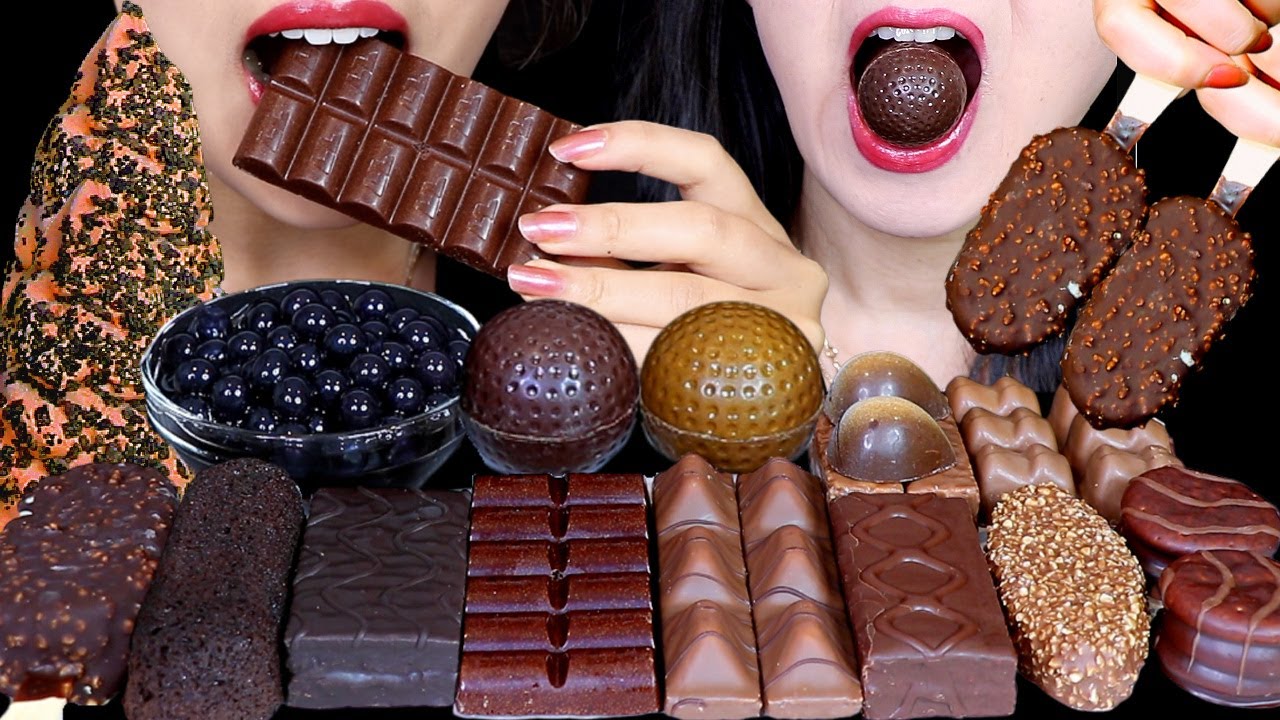 ASMR DARK + MILK CHOCOLATE GOLF BALLS, BLUEBERRY POPPING BOBA ICE CREAM BARS, KINDER DELICE CAKE 먹방
