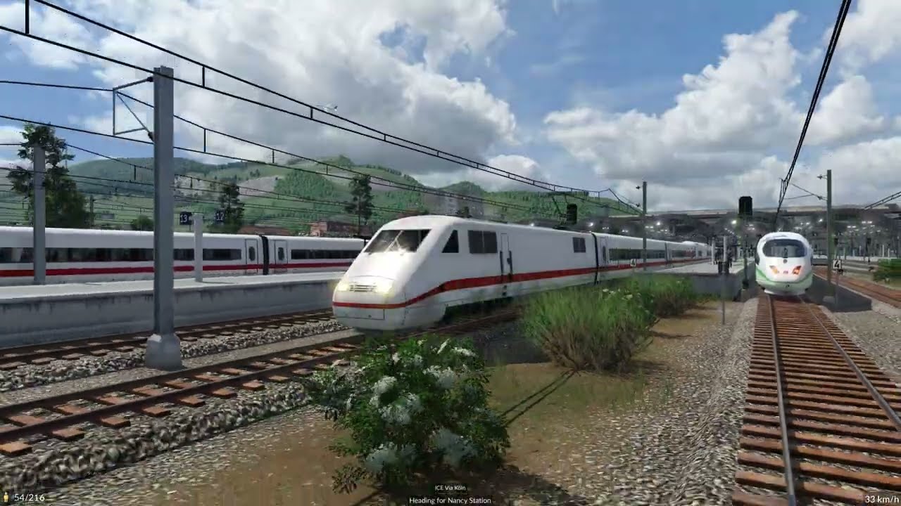 ICE in a busy mainline in Transport Fever 2
