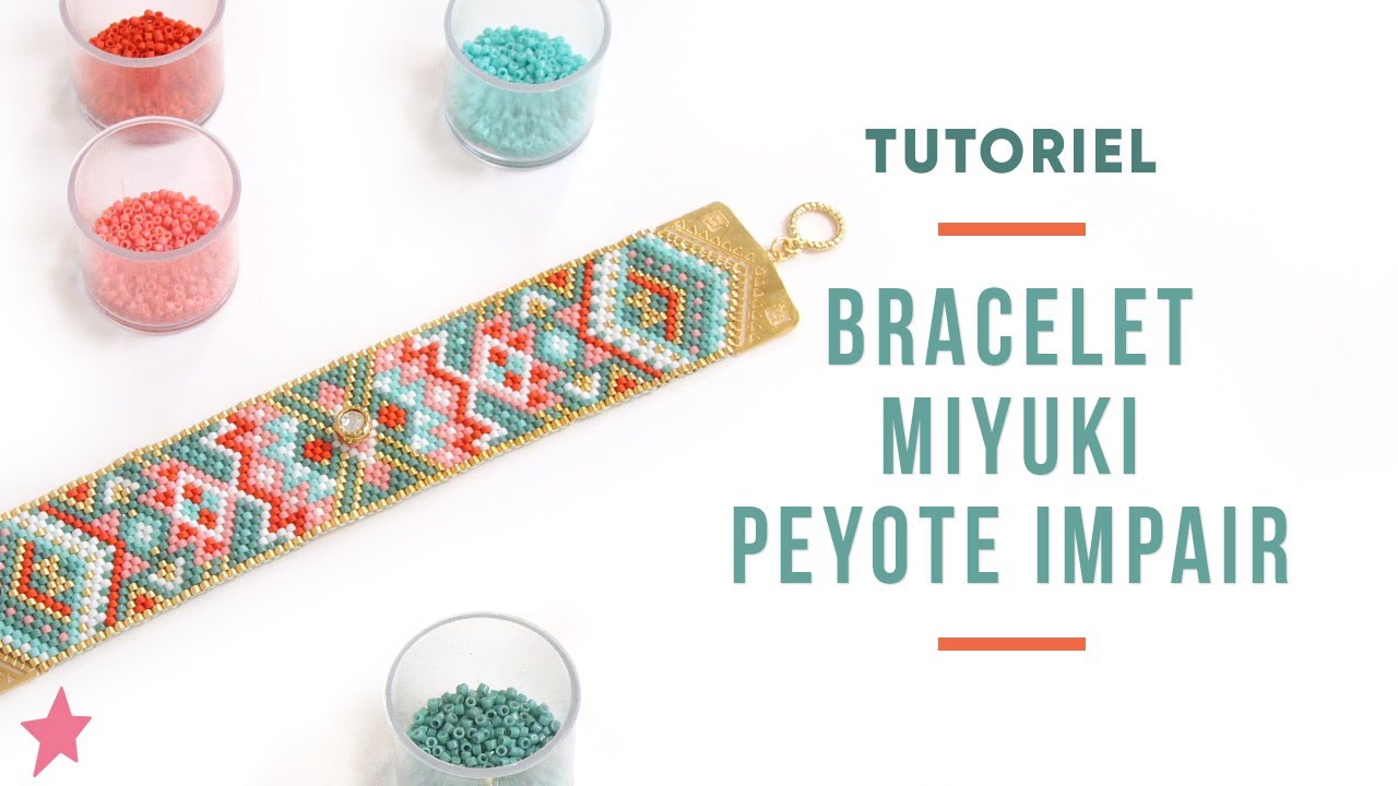 TUTORIEL | Bracelet Miyuki turquoise et rose 21 rangs en Peyote Impair