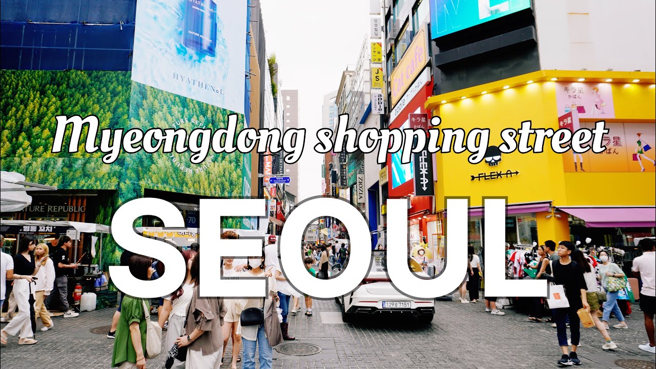 Myeongdong shopping street walking tour in summer