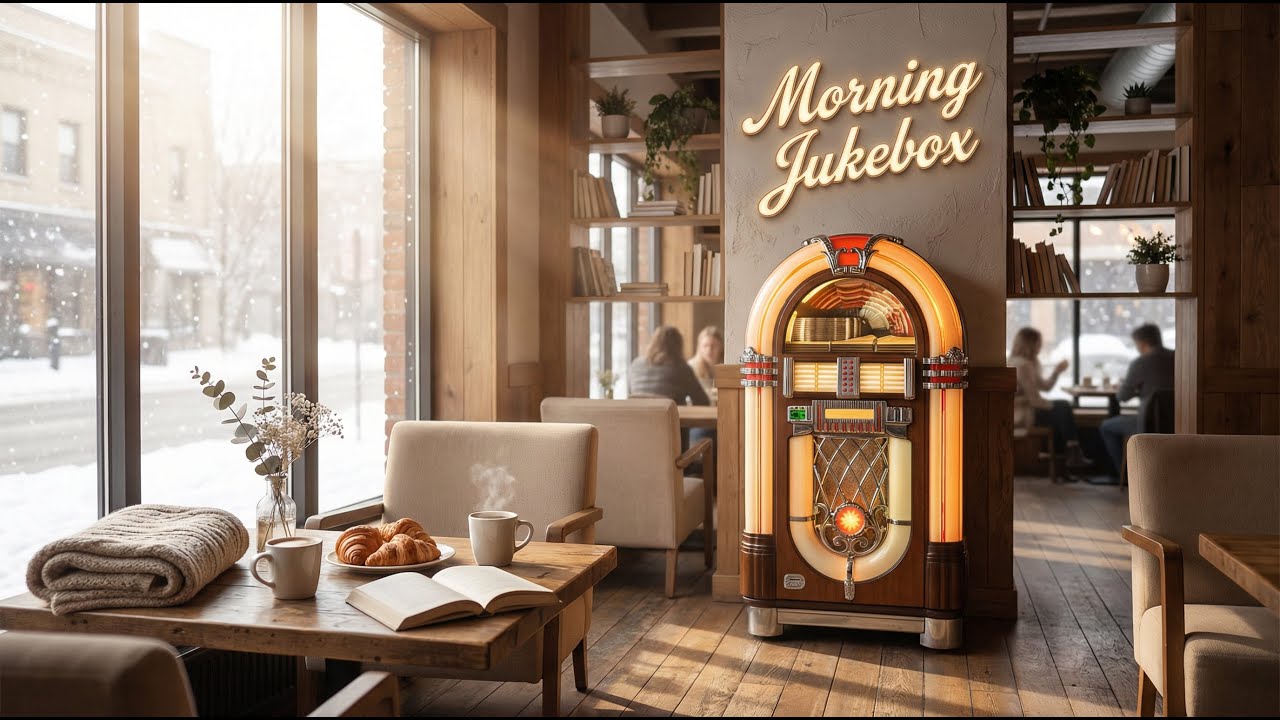 Morning Jukebox — Cozy Vintage Jazz | Snowy Café Morning Ambience | 60s American Diner (1 Hour)