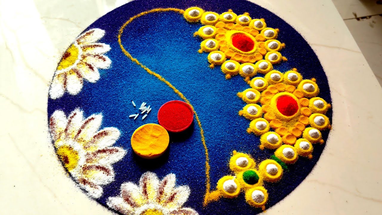 Sankranti special rangoli l Satisfying video | Haldi kumkum rangoli मकर संक्रांती हळदी कुंकू रांगोळी