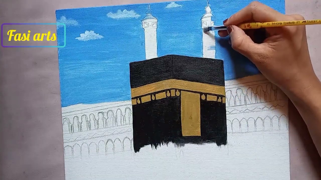 Kaaba painting |Kaaba  acrylic painting |Step by step