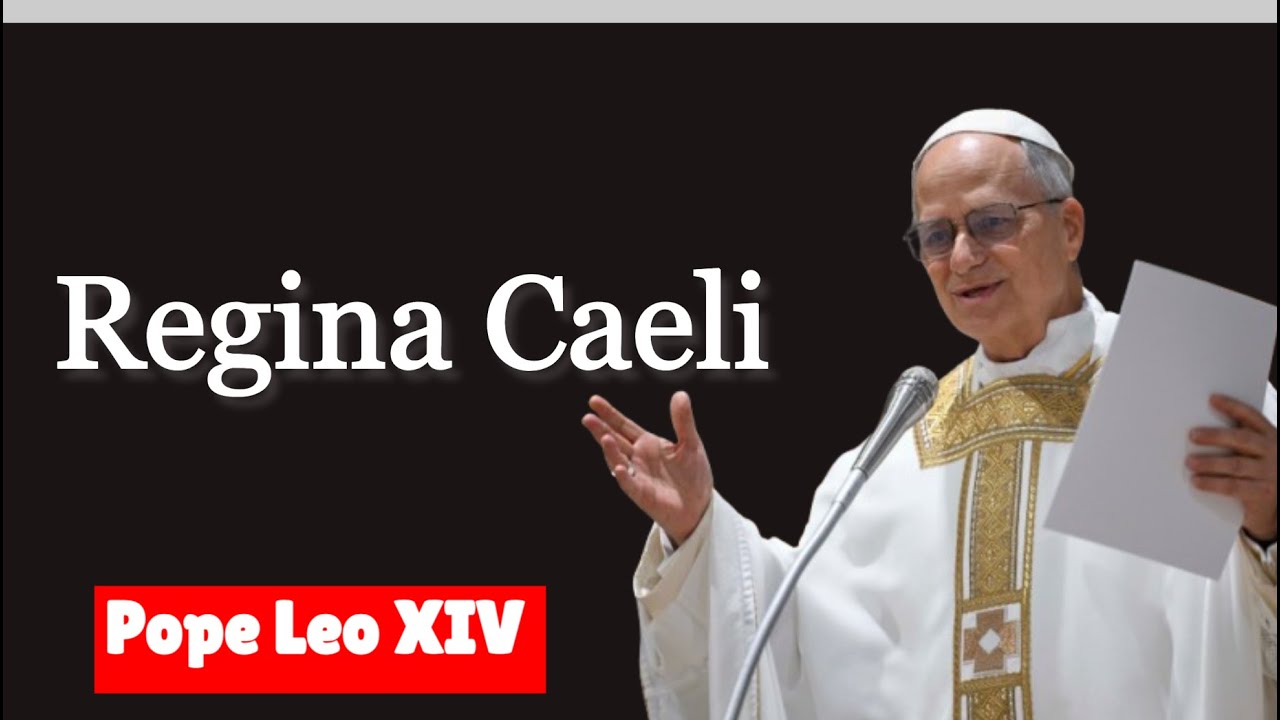 Pope Leo XIV chanting the noonday Regina Caeli in St. Peter’s Square today