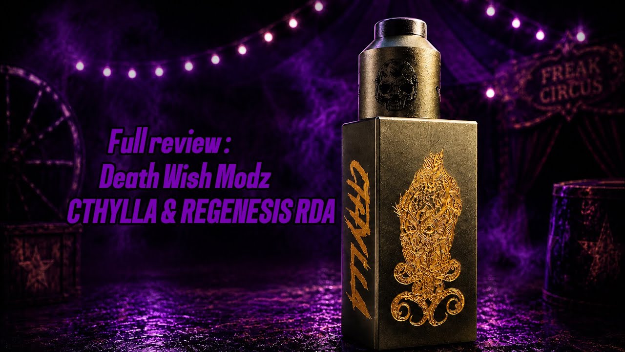 Full Review for Death Wish Modz Cthylla Mech mod + ReGenesis Rda build and wicking ! 