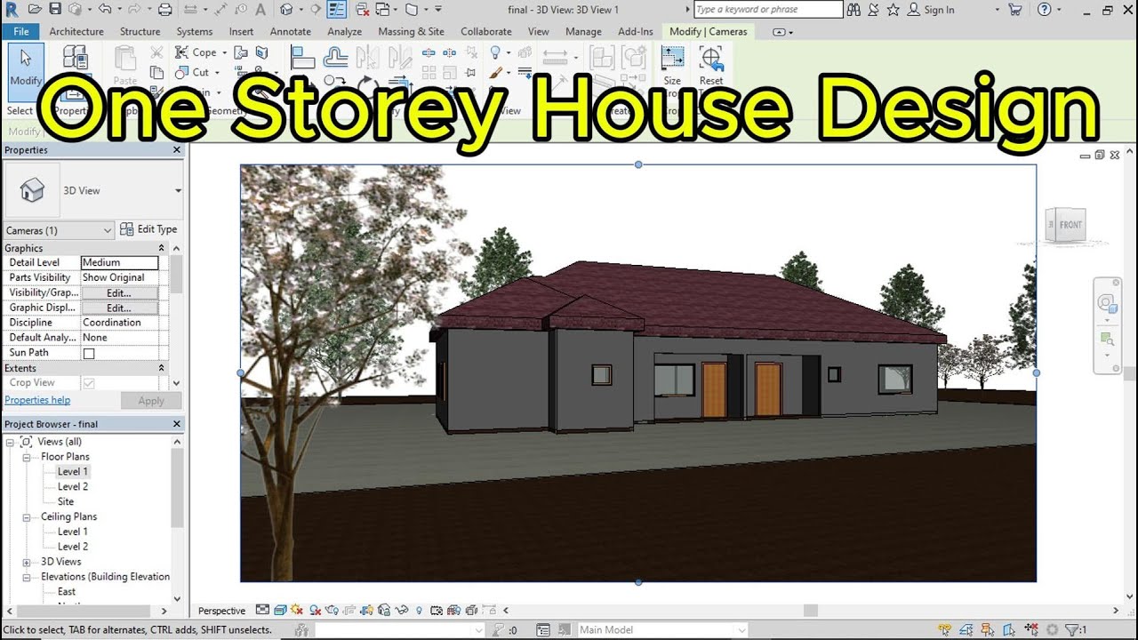 Как создавать 3D-архитектурные чертежи: Уроки для начинающих по Revit – Одноэтажное здание – Часть 2