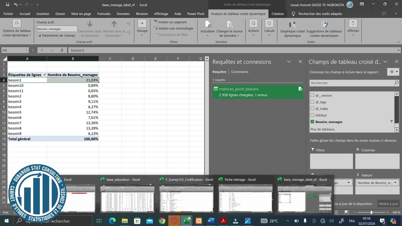 Analyse des donn&eacute;es des variables &agrave; choix multiples avec Microsoft Excel