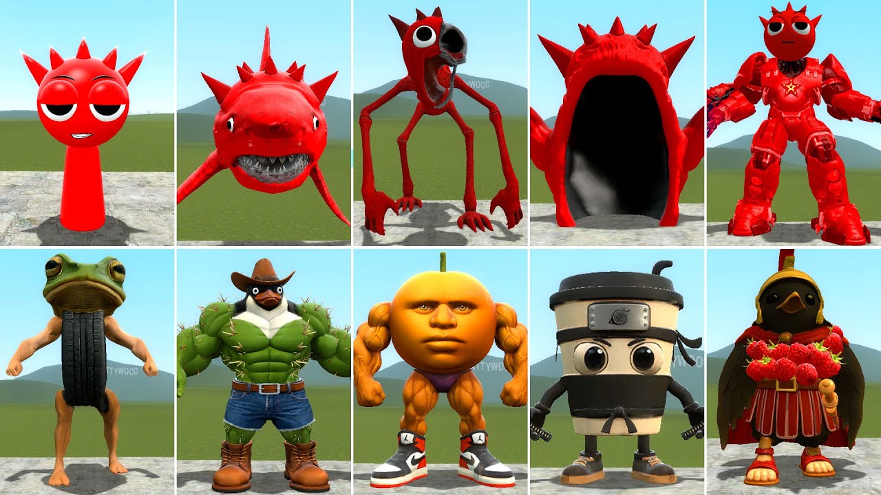 All Sprunki Raddy Horror vs New Italian Brainrot Family Animals Memes in Garry's Mod!