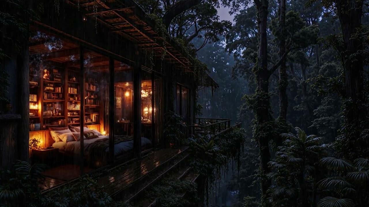 Soft Rain Falling on a Cozy Cabin Surrounded by Tall Forest 🌧️🌲 | Calm Sleep Sounds